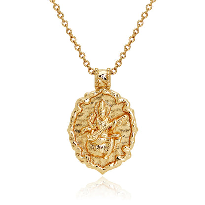 Goddess Saraswati Necklace (Gold)