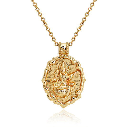 Goddess Saraswati Necklace (Gold)