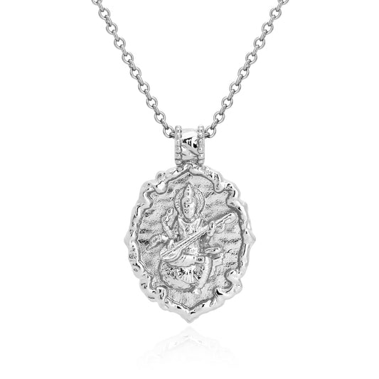 Goddess Saraswati Necklace (Silver)