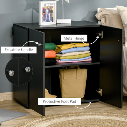 Storage Cabinet With Two Shelves Wooden Sideboard Freestanding Kitchen Cupboard Bookcase Black