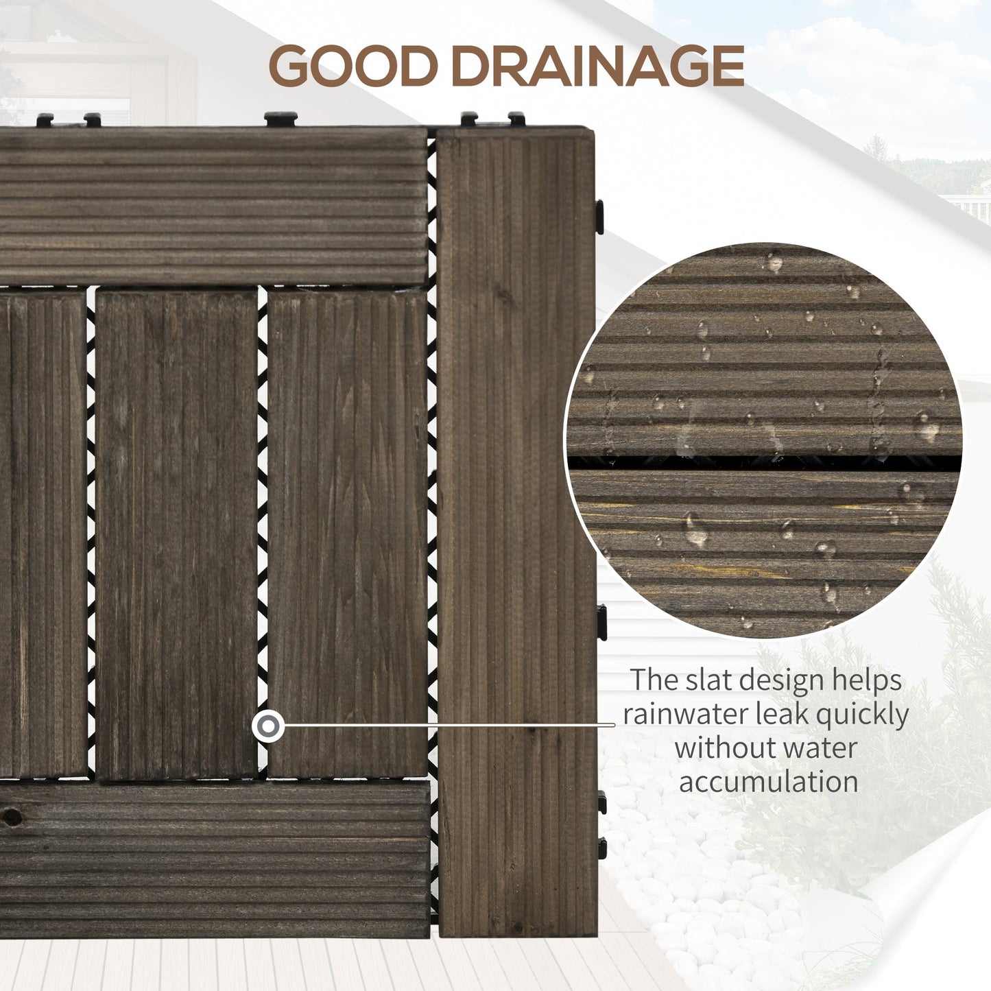 27-Piece Wooden Interlocking Decking Tiles