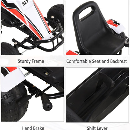 Kids Adjustable Seat PP Pedal Go-Kart White/Red
