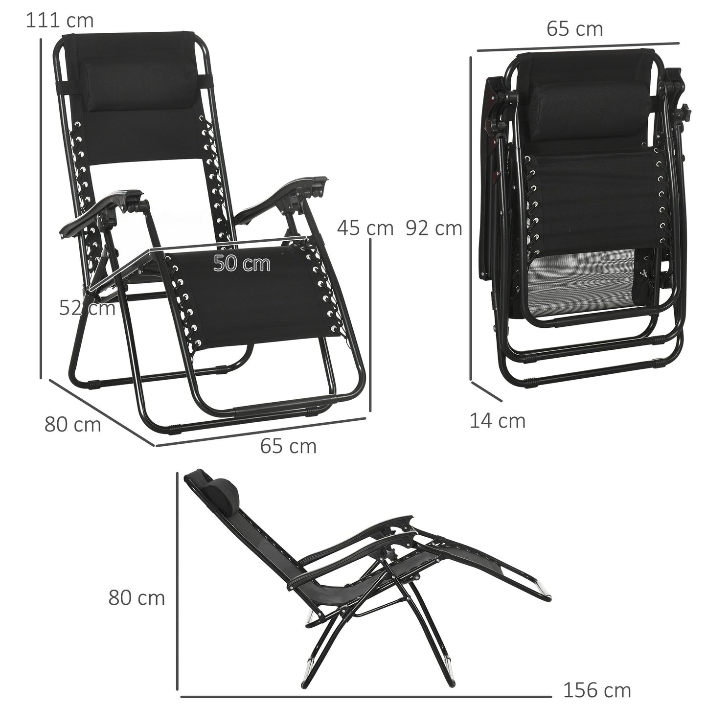 Garden Recliner Chairs Set of 2