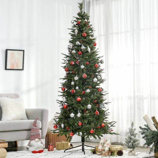 Homcom 7ft Pencil Artificial Christmas Tree with Realistic Branches