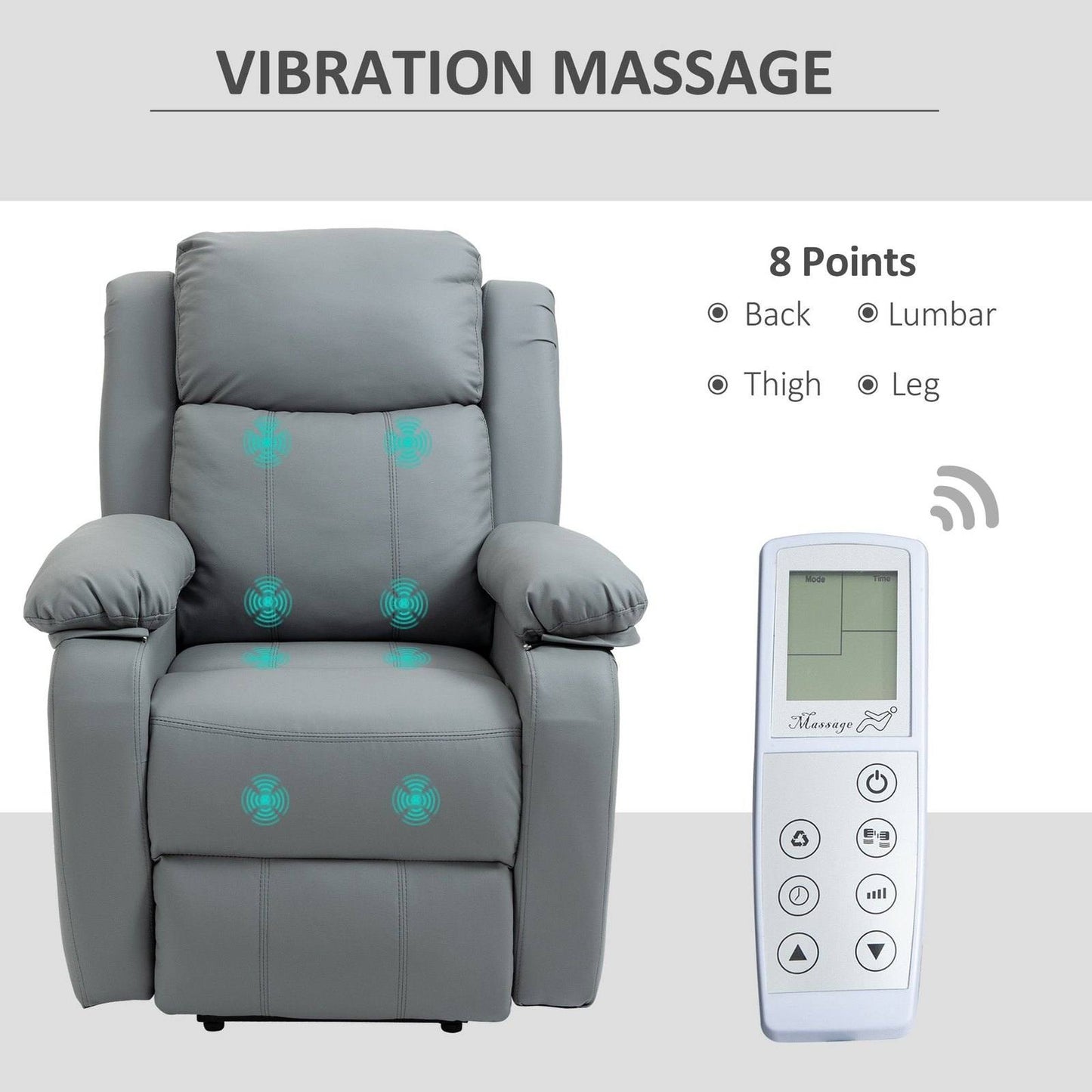 Electric Power Lift Recliner Chair Vibration Massage Reclining Chair with Remote Control and Side Pocket