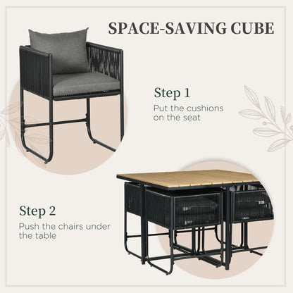 Patio 5-Piece PE Rattan Dining Set