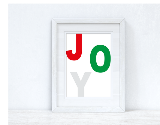 Joy Red Green Silver Winter Christmas Seasonal Wall Home Decor Print