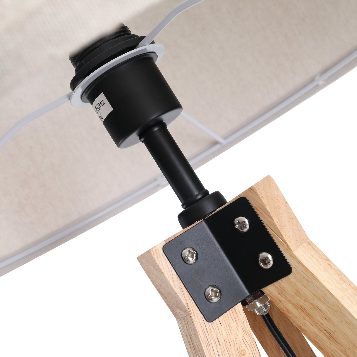5Ft Elegant Wood Tripod Floor Lamp Free Standing E27 Bulb Lamp Versatile Use For Home Office - Beige