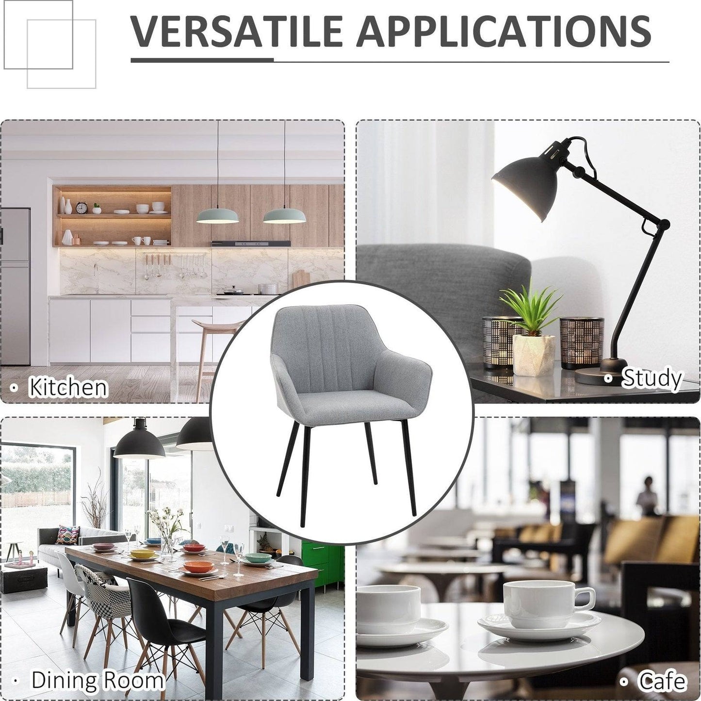 Dining Chairs Linen Fabric Accent Chairs Metal Legs