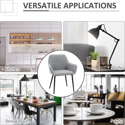 Dining Chairs Linen Fabric Accent Chairs Metal Legs