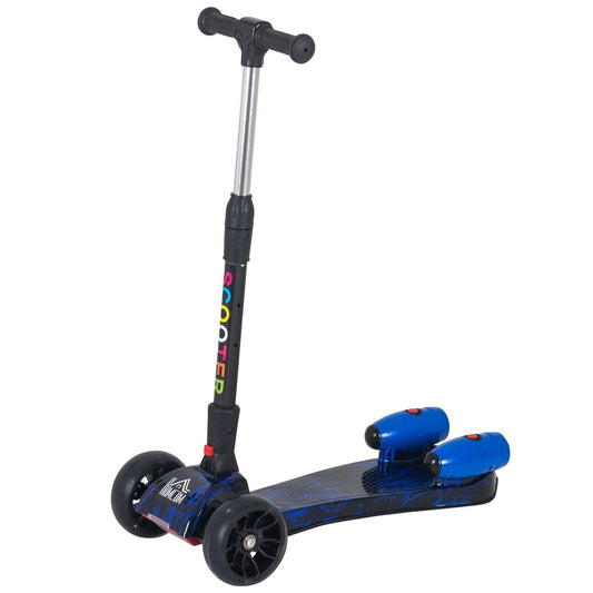 Scooter for Kids Toddler 3 Wheel Adjustable Height w/ Flashing Wheels Music Water Spray Foldable Kick Scooter for Boys and Girls 3 - 6 Yrs Blue