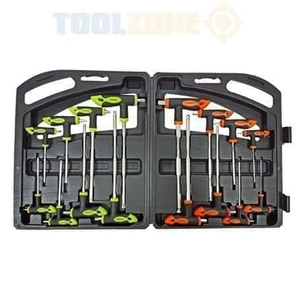 16pc CRV T Handle Hex & Star Screwdriver Set