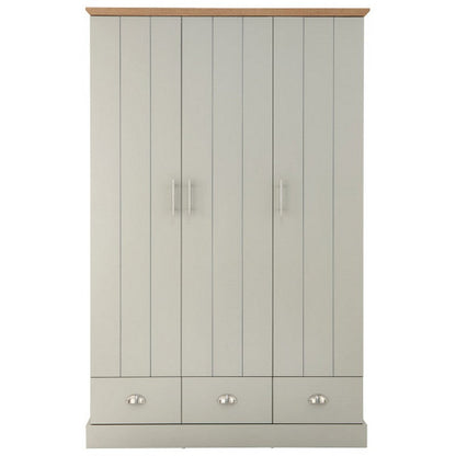 Kendal Tall Wardrobe Grey 3 Doors 1 Shelf 3 Drawers