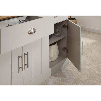 Kendal Large Sideboard Grey 3 Doors 4 Shelves 2 Drawers