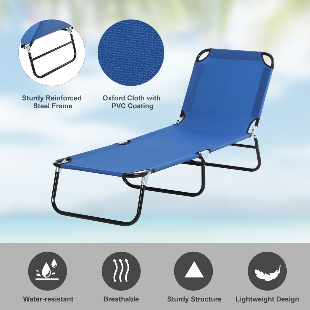 Portable Folding Sun Lounger 4-Position Adjustable Backrest Relaxer Recliner