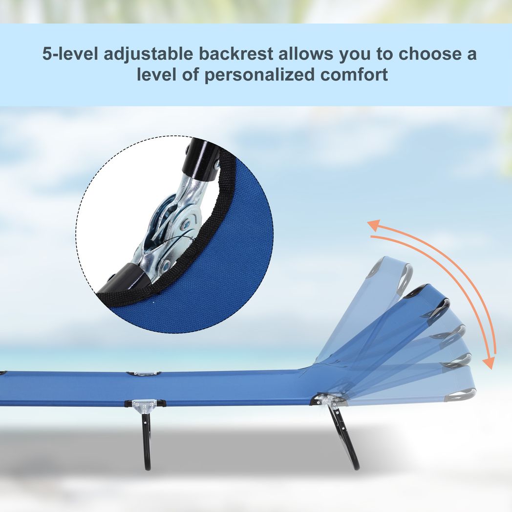 Portable Folding Sun Lounger 4-Position Adjustable Backrest Relaxer Recliner