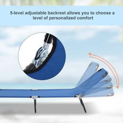 Portable Folding Sun Lounger 4-Position Adjustable Backrest Relaxer Recliner