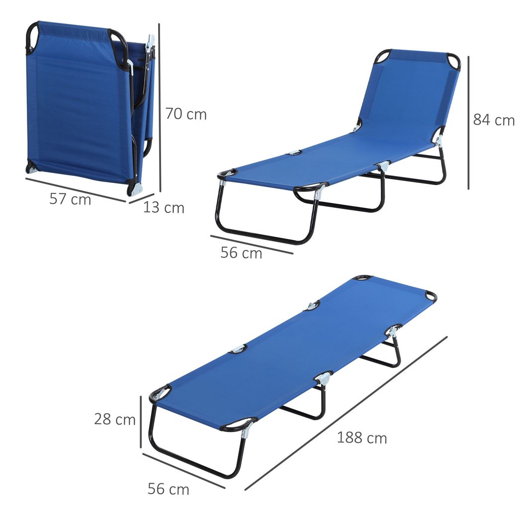 Portable Folding Sun Lounger 4-Position Adjustable Backrest Relaxer Recliner