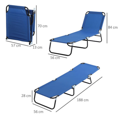 Portable Folding Sun Lounger 4-Position Adjustable Backrest Relaxer Recliner