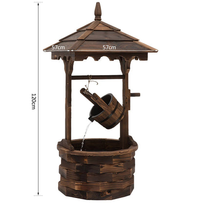 Outsunny Wooden Garden Wishing Well Fountain Barrel Waterfall Rustic Wood With Pump Garden Décor Ornament