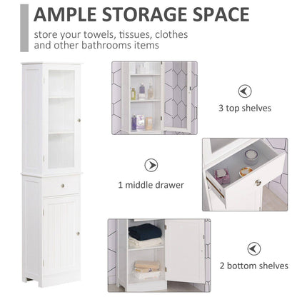 kleankin Bathroom Storage Cabinet with 3-tier Shelf Drawer Door