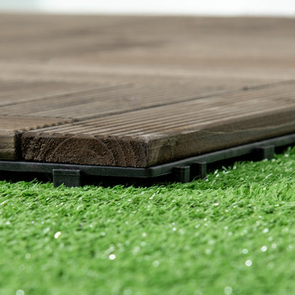 27-Piece Wooden Interlocking Decking Tiles