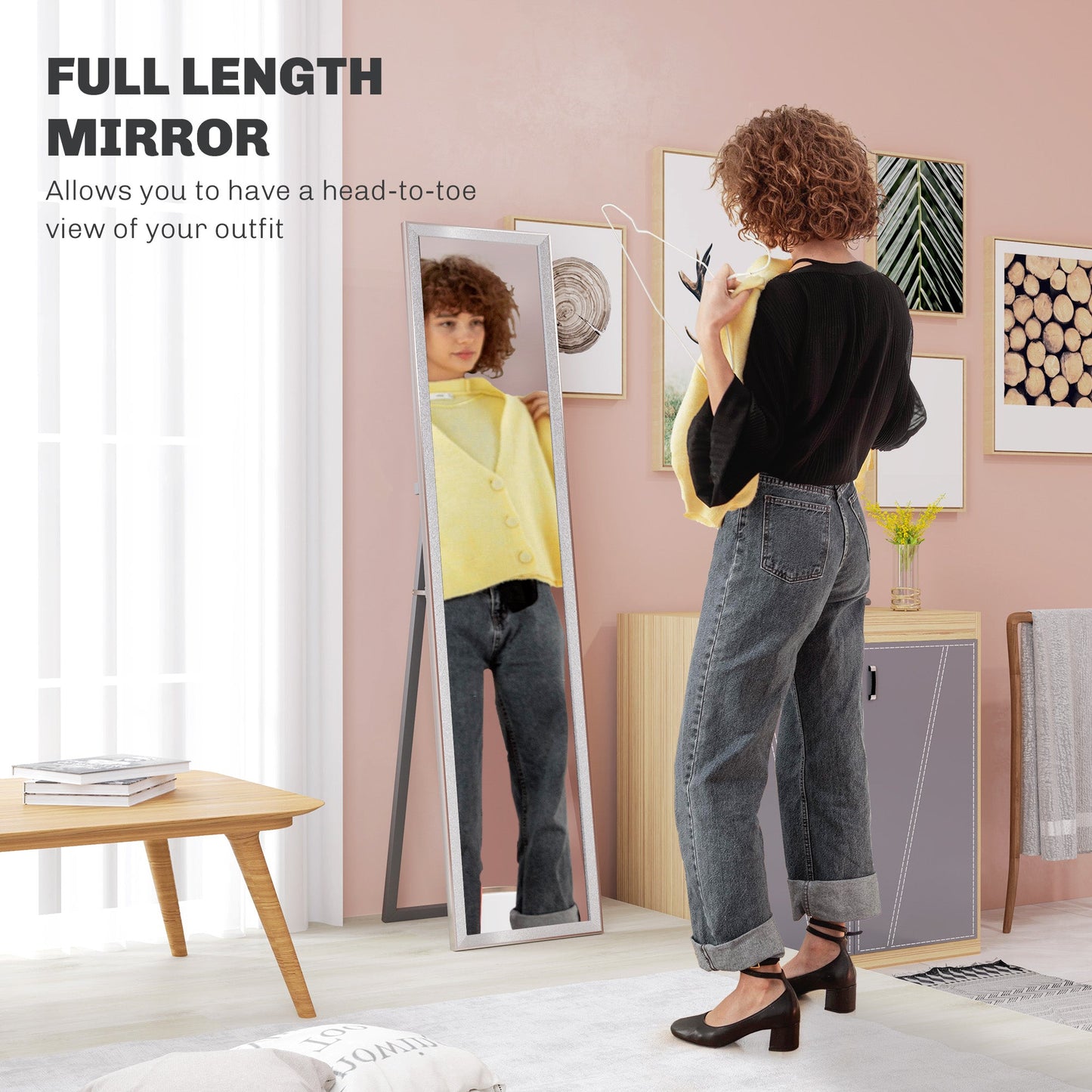 HOMCOM Floor Mirror Wall Mounted Leaning Standing Mirror 37 x 157cm