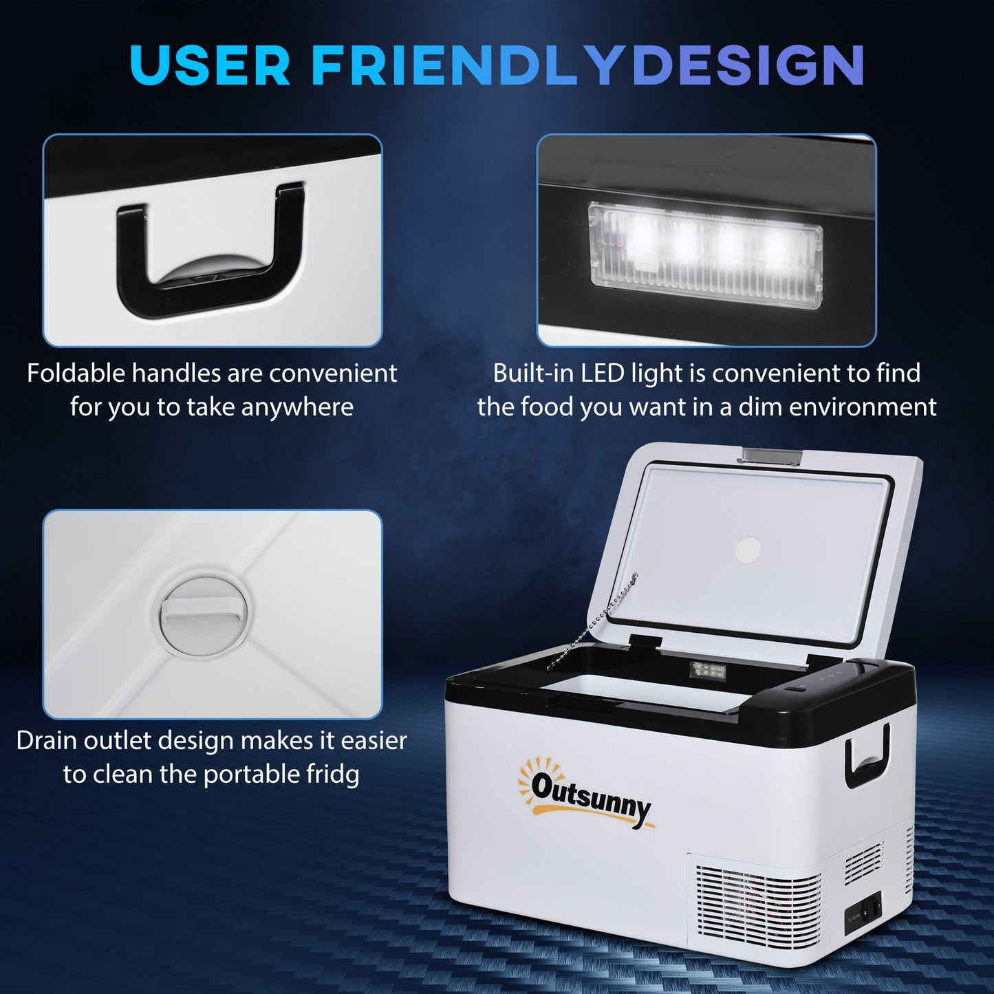 12V Car Refrigerator w/ LED Light & Foldable Handles