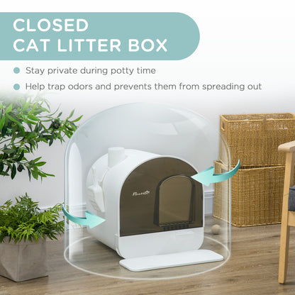Hooded Cat Litter Box Kitten Litter Tray With Lid Scoop Filter Flap Door