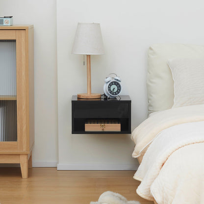 Set of Two Floating Bedside Tables - High Gloss Black