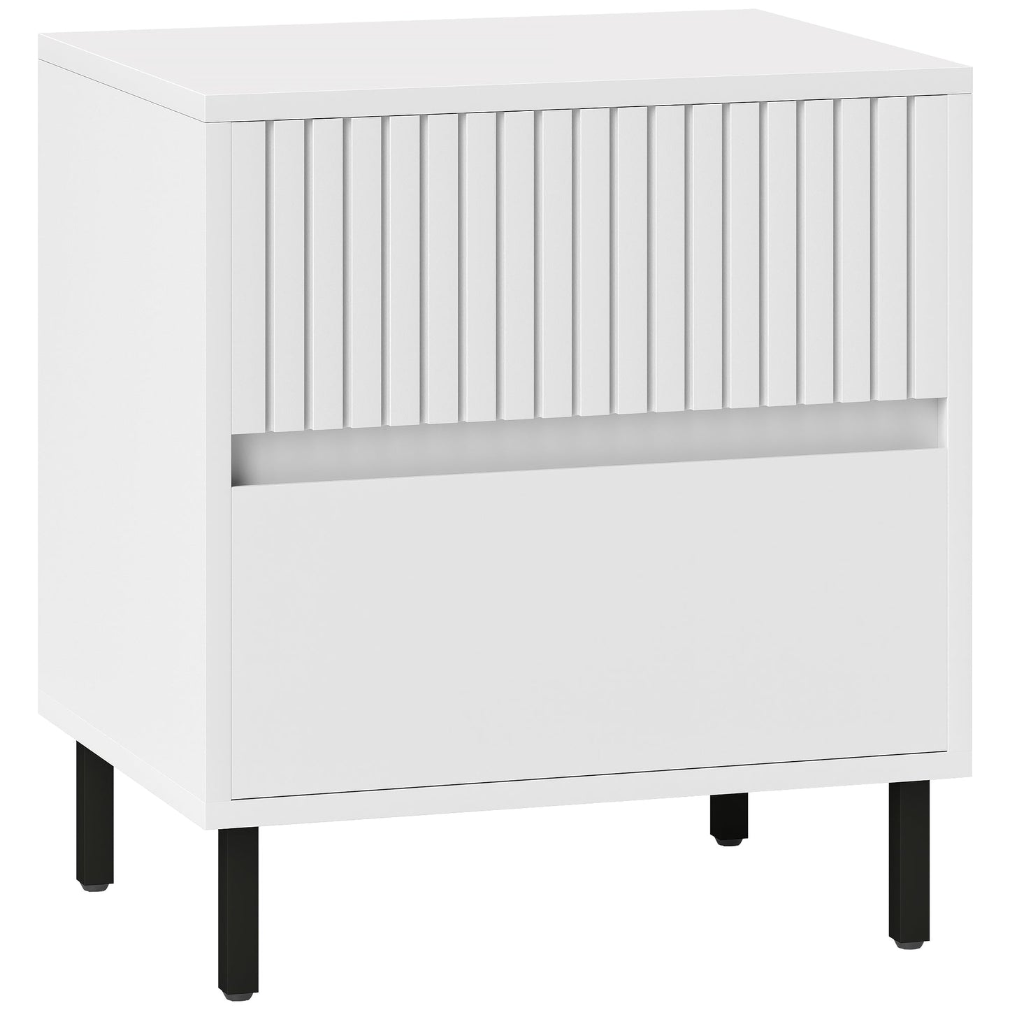 HOMCOM Bedside Table with 2 Drawers and Steel Legs for Bedroom