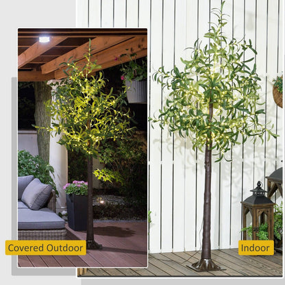 6ft Olive Tree Christmas Tree Artificial - with LED Lights Warm White 10 Tips