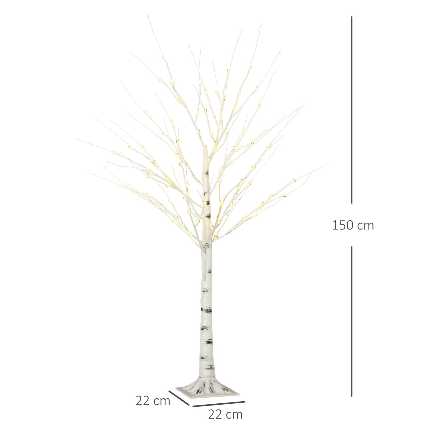 Homcom 5ft Artificial White Birch Tree Light with Warm White Pre-Lit LED Light for Indoor and Covered Outdoor Use
