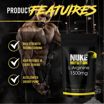 L-Arginine 1500mg High Strength Pre Workout Nitric Oxide Pump Capsules