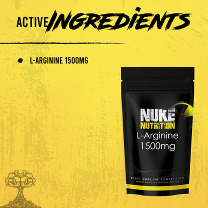 L-Arginine 1500mg High Strength Pre Workout Nitric Oxide Pump Capsules