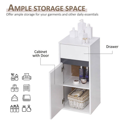 Medium-density fibreboard Tri-Compartment Bathroom Storage Cabinet White