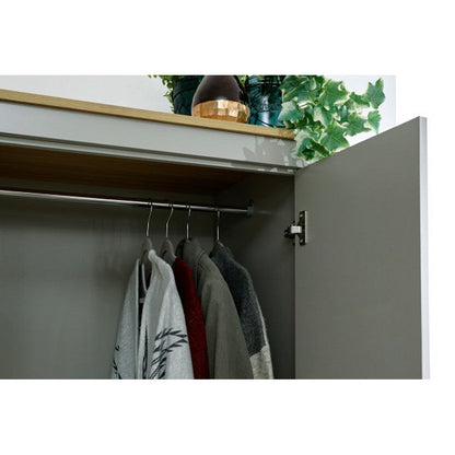 Lancaster Tall Wardrobe Grey 3 Doors 1 Shelf 2 Drawers