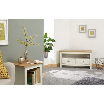 Lancaster Corner TV unit Cream 1 Shelf 2 Drawers