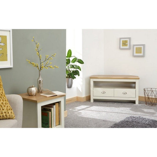 Lancaster Corner TV unit Cream 1 Shelf 2 Drawers