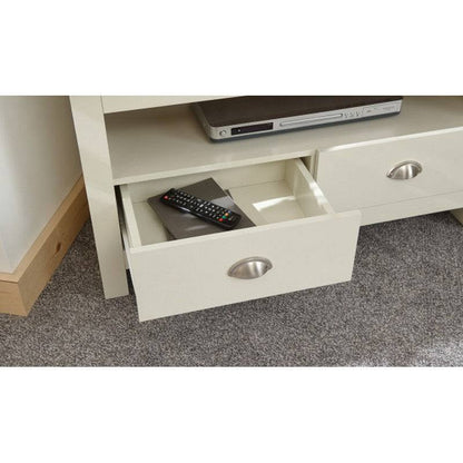 Lancaster Corner TV unit Cream 1 Shelf 2 Drawers