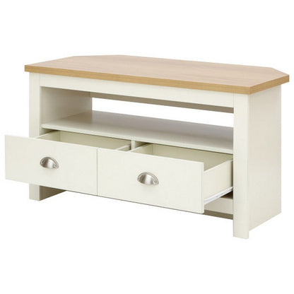 Lancaster Corner TV unit Cream 1 Shelf 2 Drawers