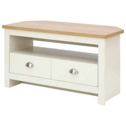Lancaster Corner TV unit Cream 1 Shelf 2 Drawers