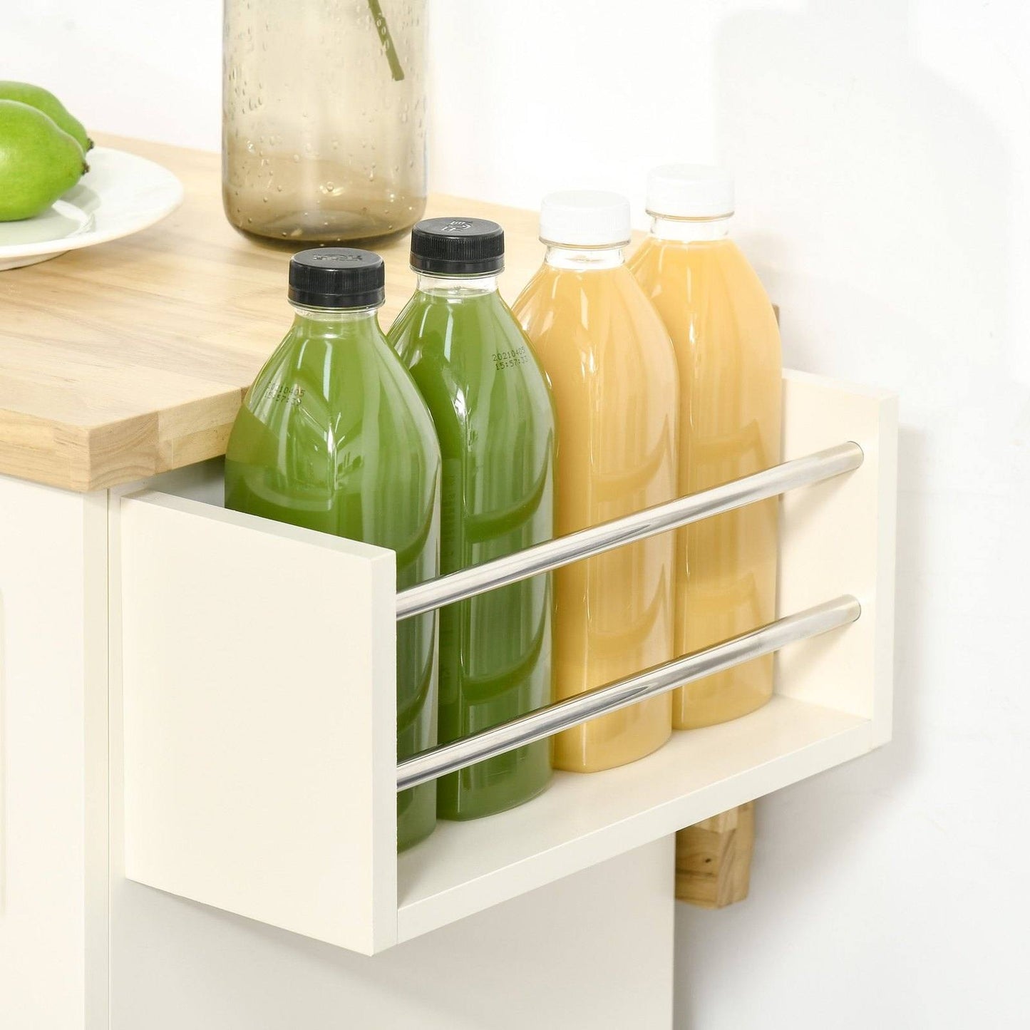 Drop-Leaf Kitchen Island on Wheels Utility Storage Cart with Drawers & Cabinet for Kitchen