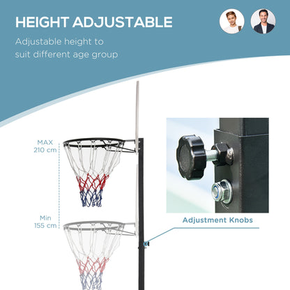 Portable Basketball Stand Net Hoop W/ Wheels-Black/White
