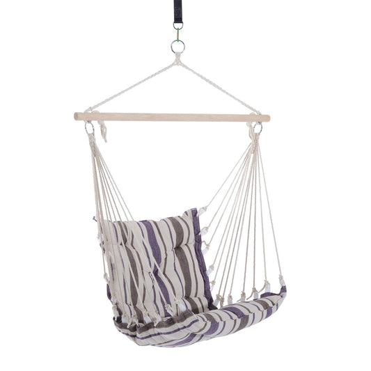Outdoor Hanging Rope Chair with Soft Padded Seat & Backrest