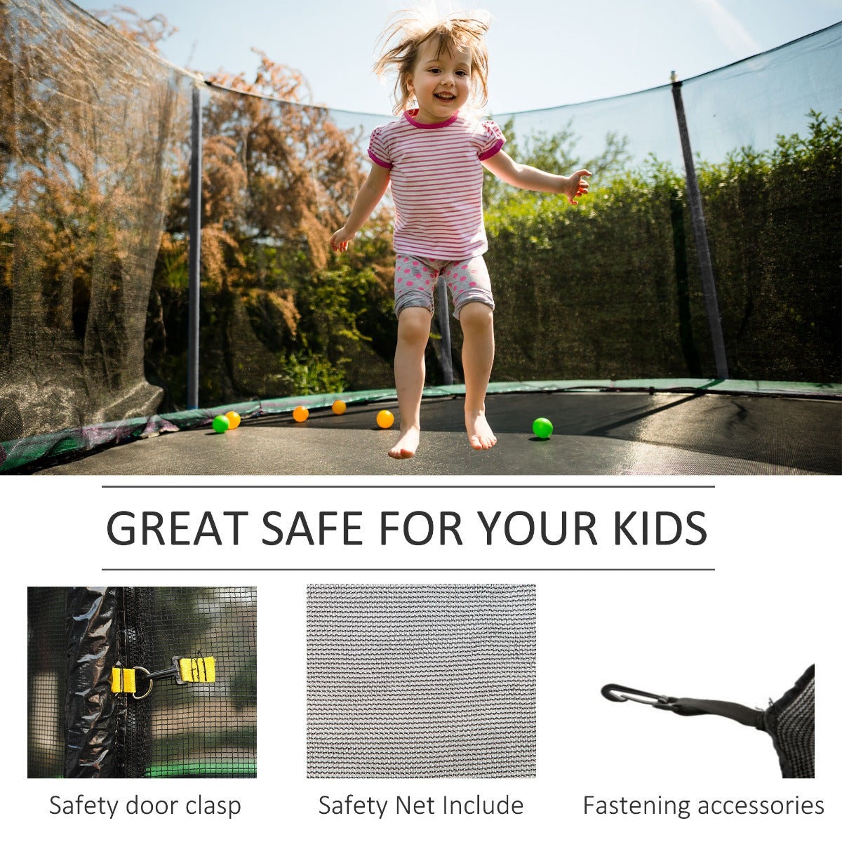 10Ft Trampoline Net Replacement Enclosure Black