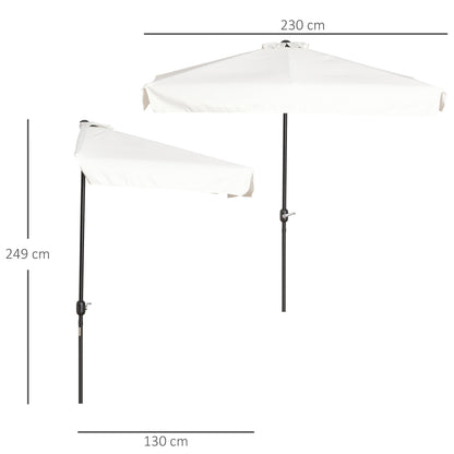 2.3m Half Round Parasol Umbrella Balcony Metal Frame Outdoor NO BASE Cream White