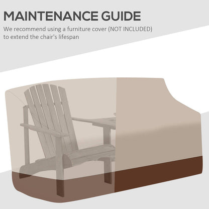 Outsunny Wooden Outdoor Double Adirondack Chairs Loveseat W/ Centre Table And Umbrella Hole
