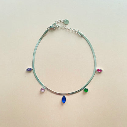 Nala Silver Jewelled Ankle Chain