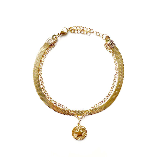 Livia Double Chain Star Charm Bracelet